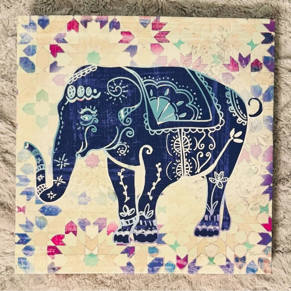 Multicolor Elephant Canvas Print 16